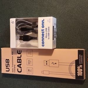 Bundle of 2 micro USB data transmission and data transfer cables 6ft long.NWOT